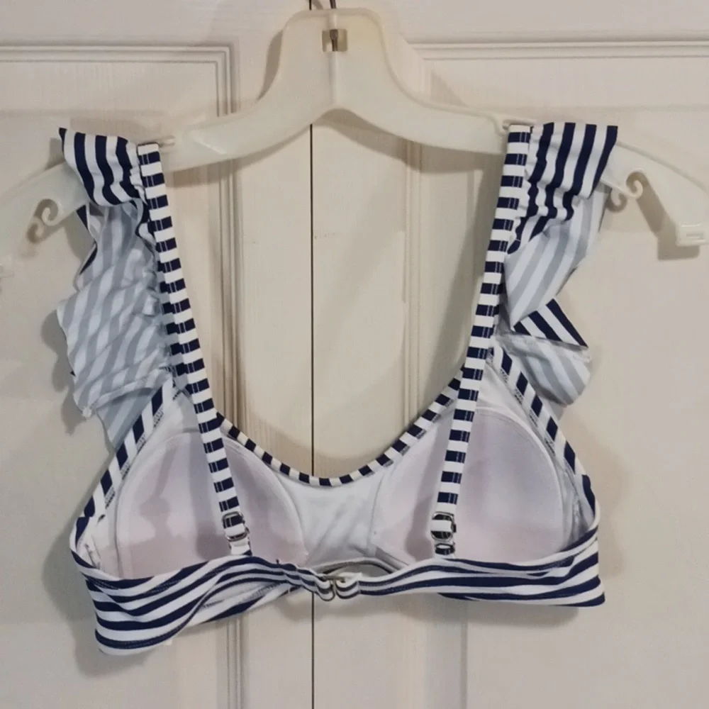 Vineyard Vines for Target ruffled bikini top - XS - navy blue/white